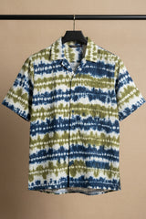 Prakriti — Olive Indigo Shibori Cotton Shirt