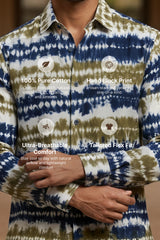 Grove — Olive Indigo Shibori Cotton Shirt