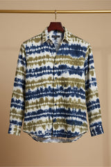 Grove — Olive Indigo Shibori Cotton Shirt