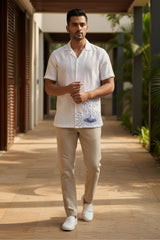 Nivra — White Embroidered Linen Shirt