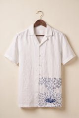 Nivra — White Embroidered Linen Shirt