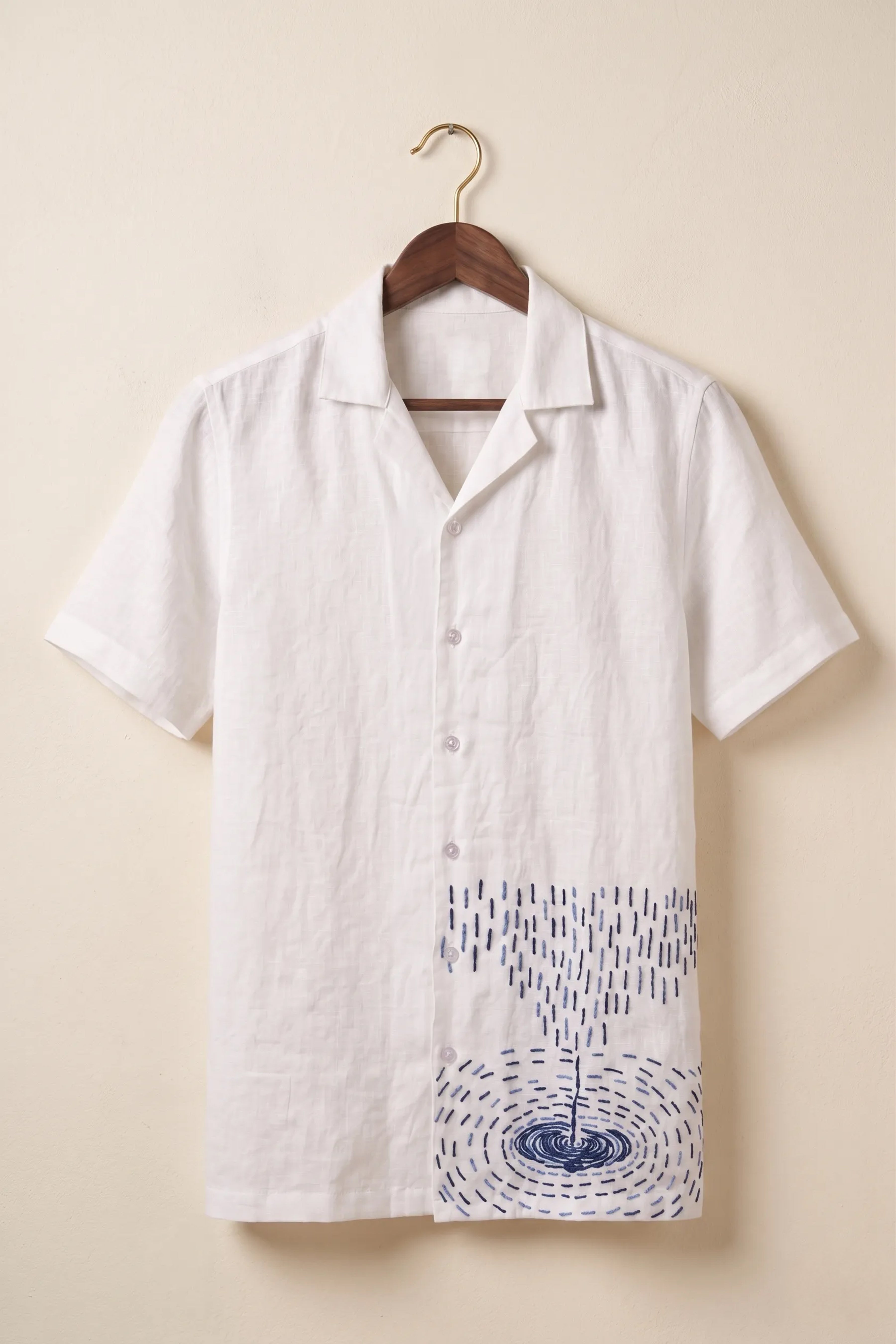 Nivra — White Embroidered Linen Shirt