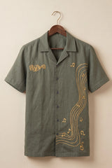 Echo — Green Music Embroidered Cotton Shirt