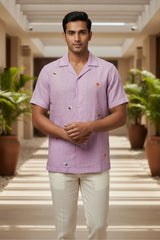 Airloom — Lavender Embroidered Linen Shirt