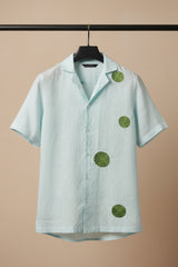 Celeste — Blue Embroidered Linen Shirt
