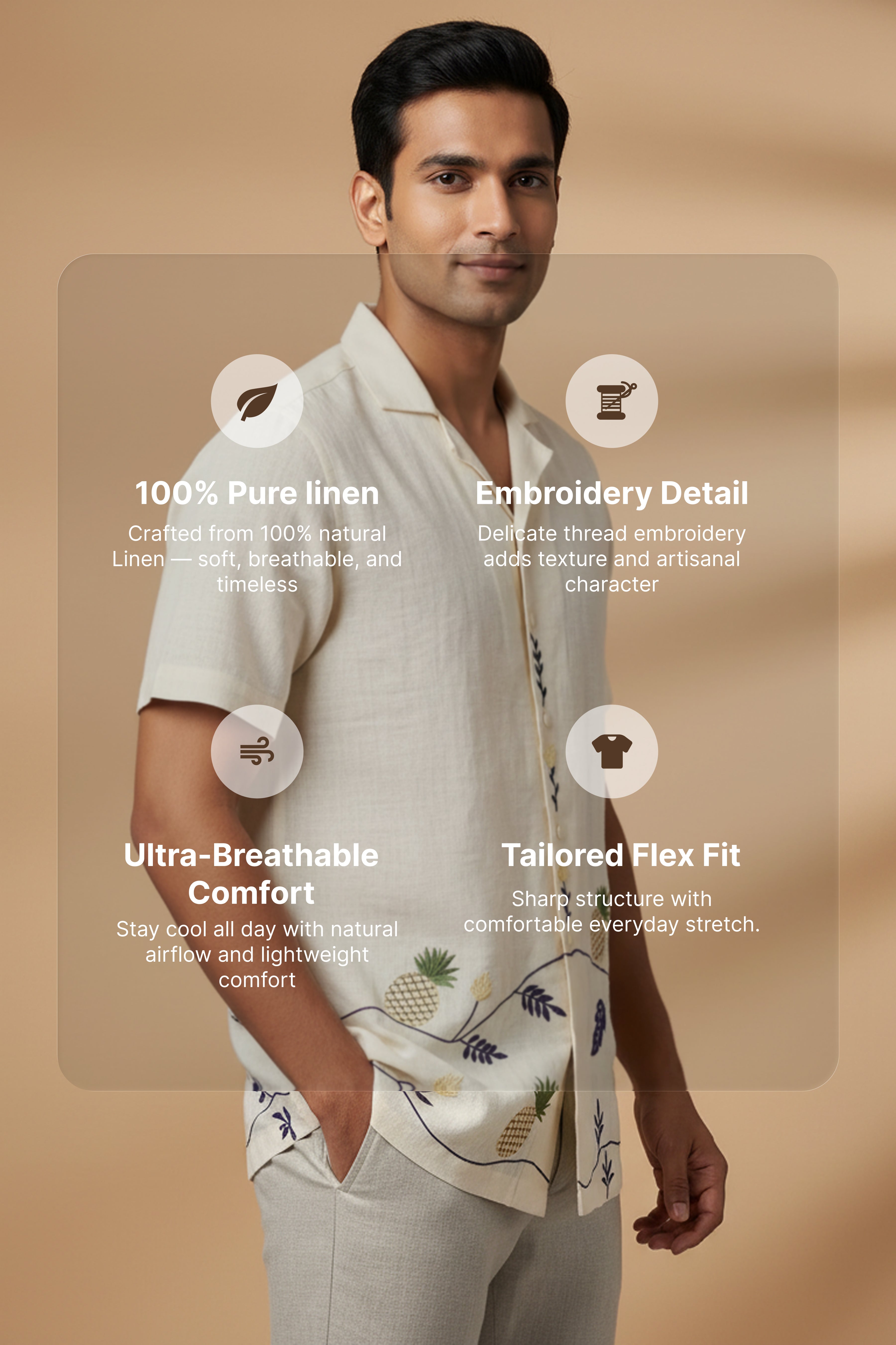 Pinora — Pineapple Embroidered Linen Shirt