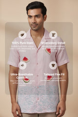 Melon — White Embroidered Linen Shirt