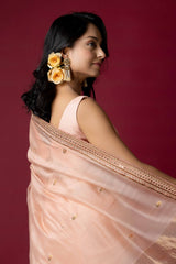 Light Peach Chanderi Silk Aari Saree