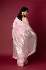 Light Pink Chanderi Silk Aari Saree