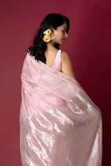 Light Pink Chanderi Silk Aari Saree