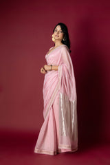 Light Pink Chanderi Silk Aari Saree