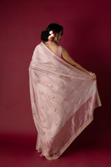 Old Rose Chanderi Silk Aari Saree