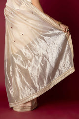 Ivory Chanderi Silk Aari Saree