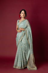 Jade Chanderi Silk Aari Saree