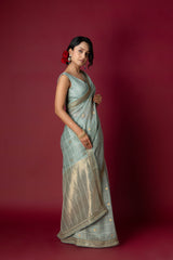 Jade Chanderi Silk Aari Saree