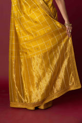 Yellow Chanderi Silk Aari Saree