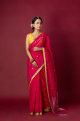 Rani Pink Chanderi Silk Zari Saree