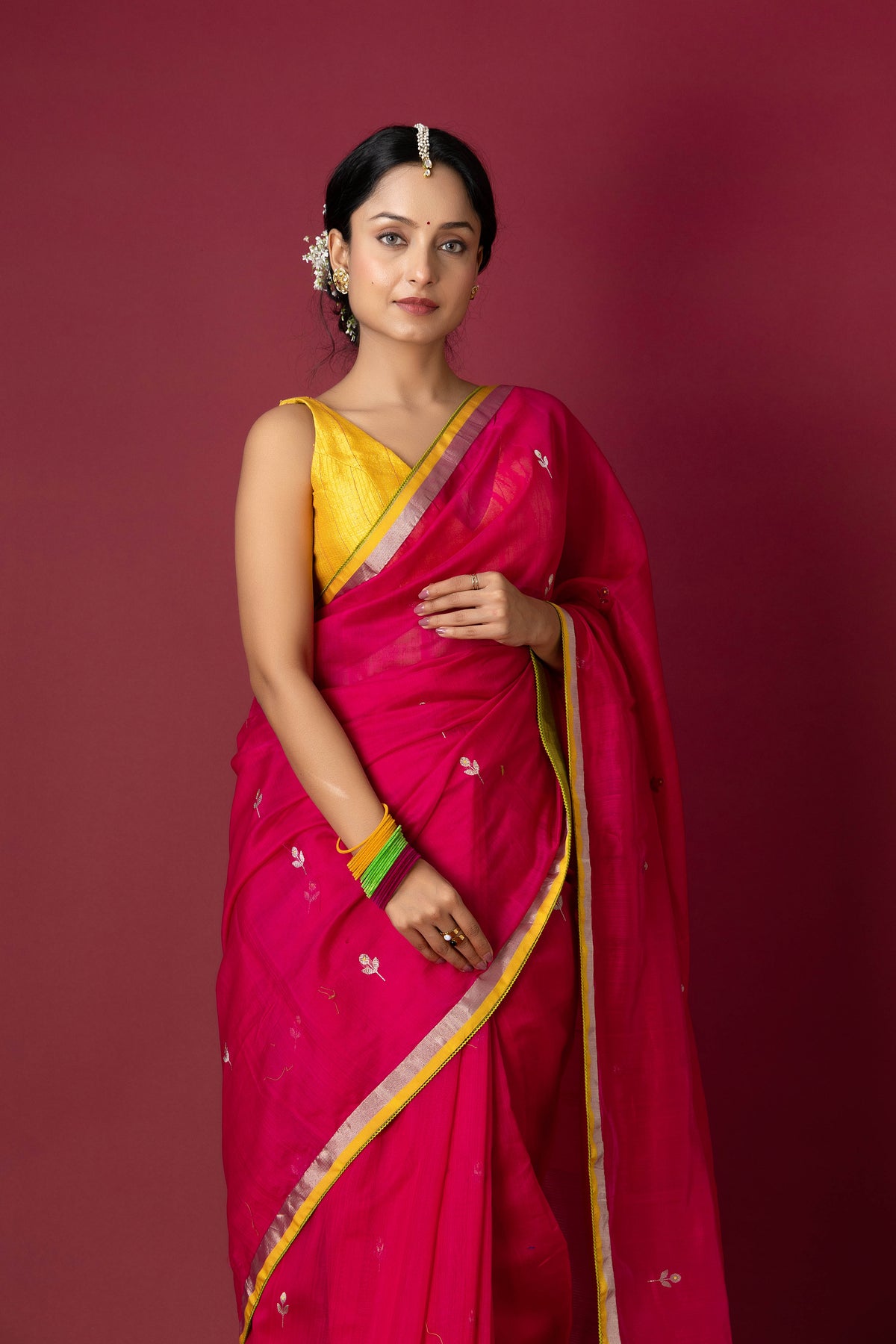 Rani Pink Chanderi Silk Zari Saree