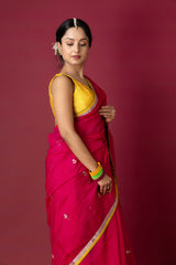 Rani Pink Chanderi Silk Zari Saree