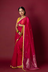 Rani Pink Chanderi Silk Zari Saree
