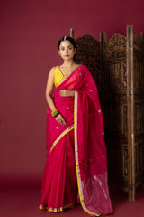 Rani Pink Chanderi Silk Zari Saree