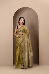 Gold Chanderi Silk Aari Saree