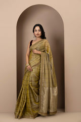 Gold Chanderi Silk Aari Saree
