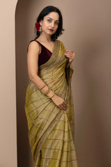 Gold Chanderi Silk Aari Saree