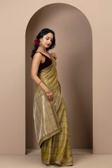 Gold Chanderi Silk Aari Saree