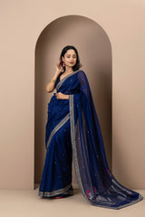 Royal Blue Chanderi Silk Aari Saree