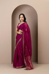 Mauve Chanderi Silk Aari Saree