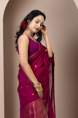 Mauve Chanderi Silk Aari Saree
