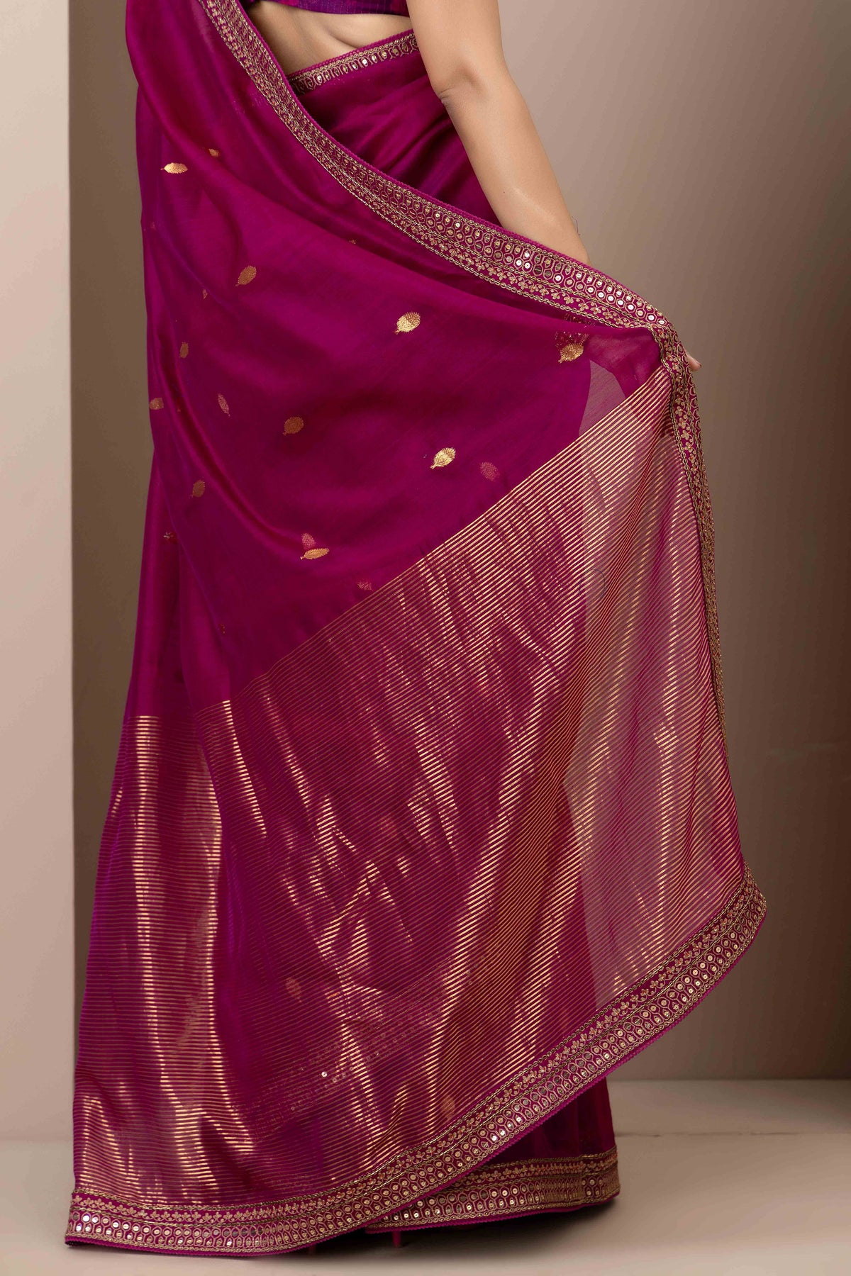 Mauve Chanderi Silk Aari Saree