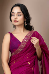 Mauve Chanderi Silk Aari Saree