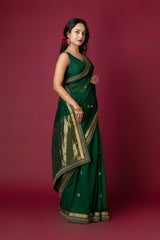 Green Chanderi Silk Aari & Bobbin Saree