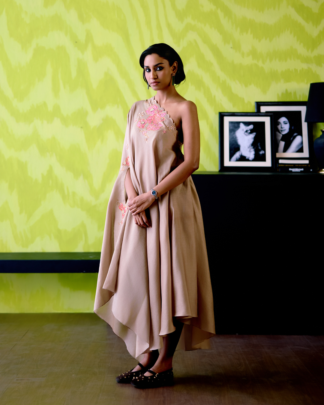 Mocha One Shoulder Dress
