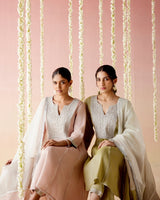 Moss Pearl Tissue Anarkali with 
narrow Pants & Dupatta - Set of 3