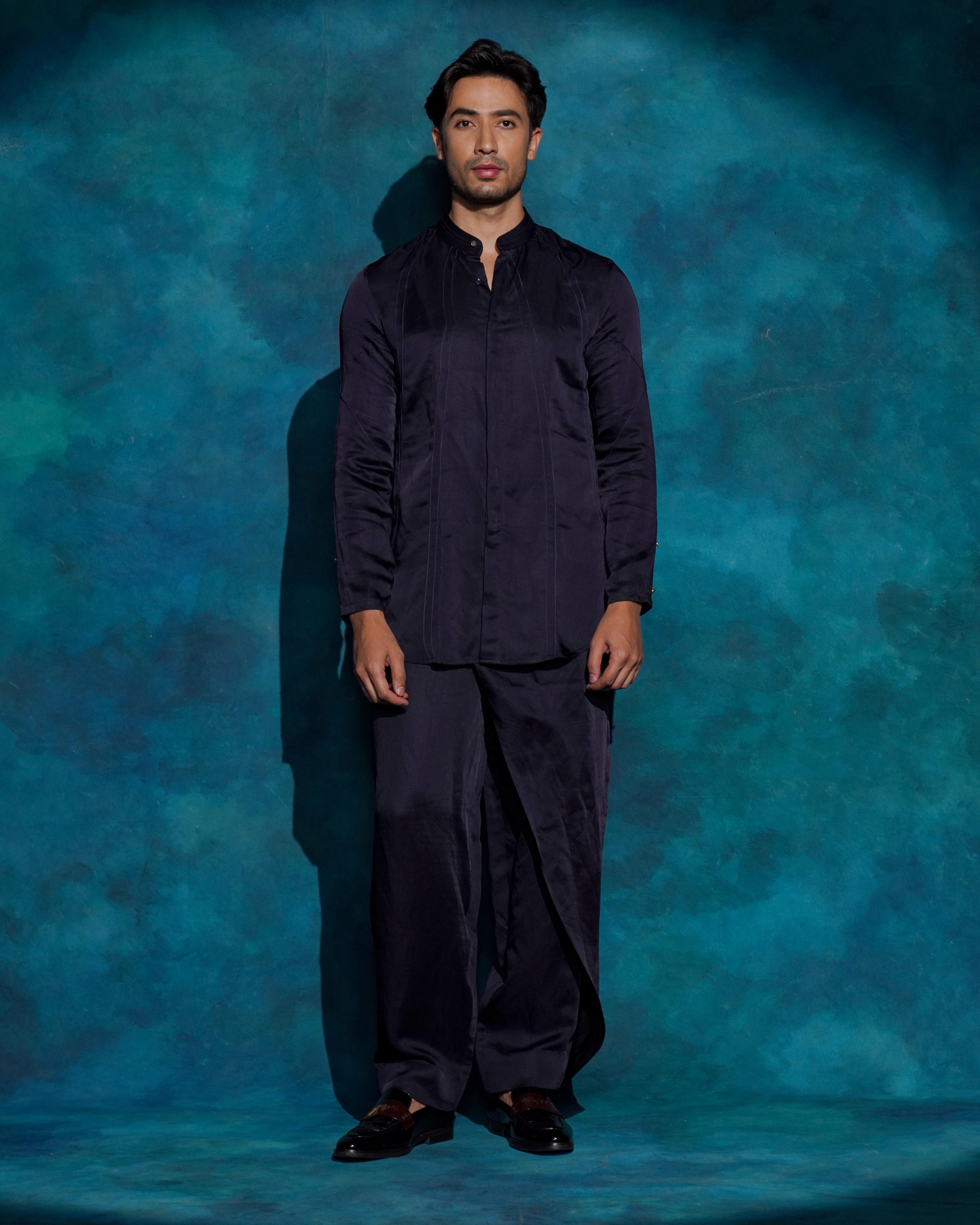 Midnight Blue floral embroidered set