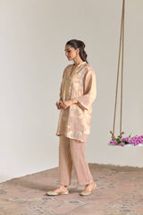 Blush Mint Applique Embroidered Tissue Kurta Set - Set of 2