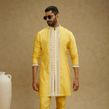 Dandelion Yellow Front Open Threadwork Kurta with Pants
