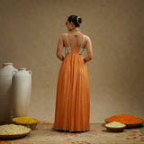Orange Embellished Jumpsuit with Pockets
