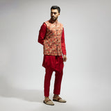 ORANGE JAAL EMBELLISHED BANDHGALA