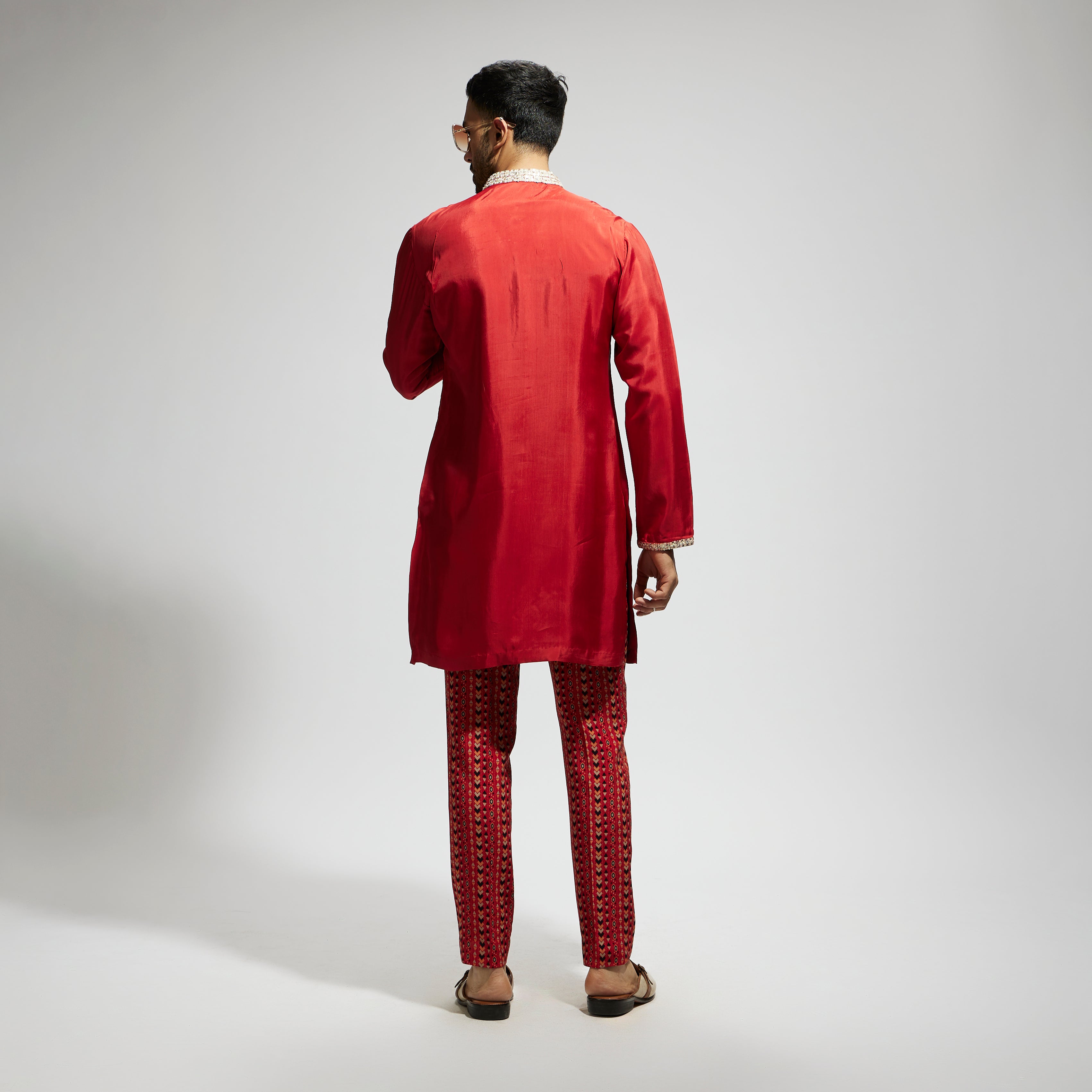 ORANGE SOLID KURTA WITH ORANGE BOHO PRINTED PANTS