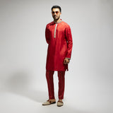 ORANGE SOLID KURTA WITH ORANGE BOHO PRINTED PANTS