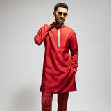 ORANGE SOLID KURTA WITH ORANGE BOHO PRINTED PANTS