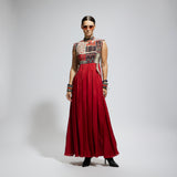 TERRACOTTA PATCHWORK JUMPSUIT WITHH A CUTOUT BACK