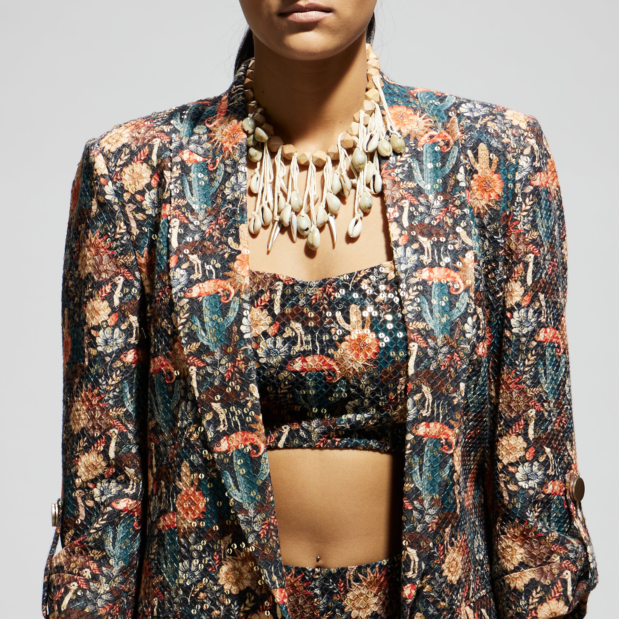 BLACK JAAL EMBELLISHED BLAZER SET