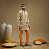 Orange Embellished Kurta Set