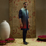 Blue Red Ombre Embroidered Long Bundi