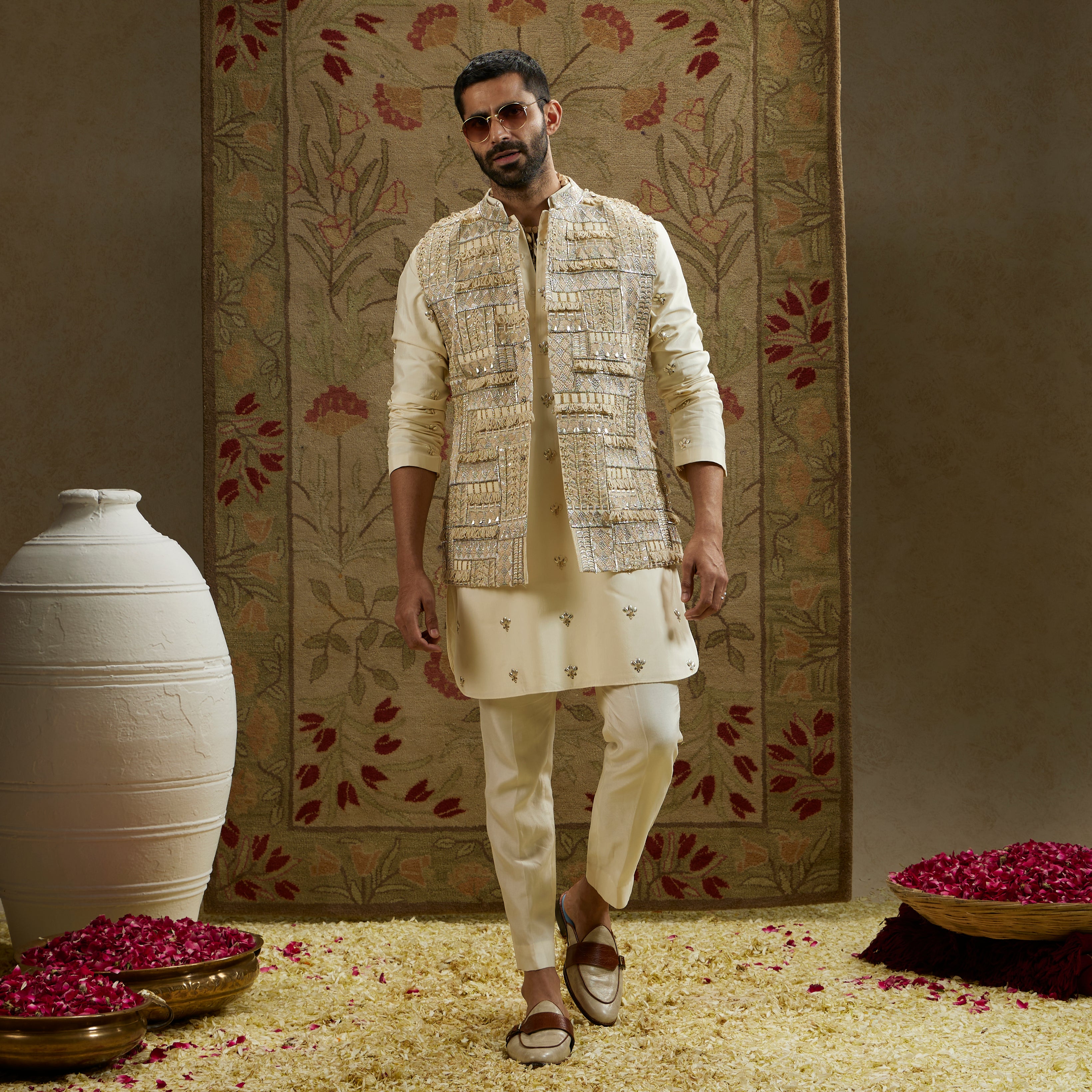 Magnolia Cream Embellished Bundi